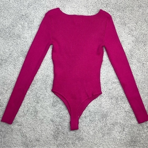 Pink Rose Bodysuit Womens Medium Base Layer Long Sleeve Winter Date Night Party - Picture 4 of 6